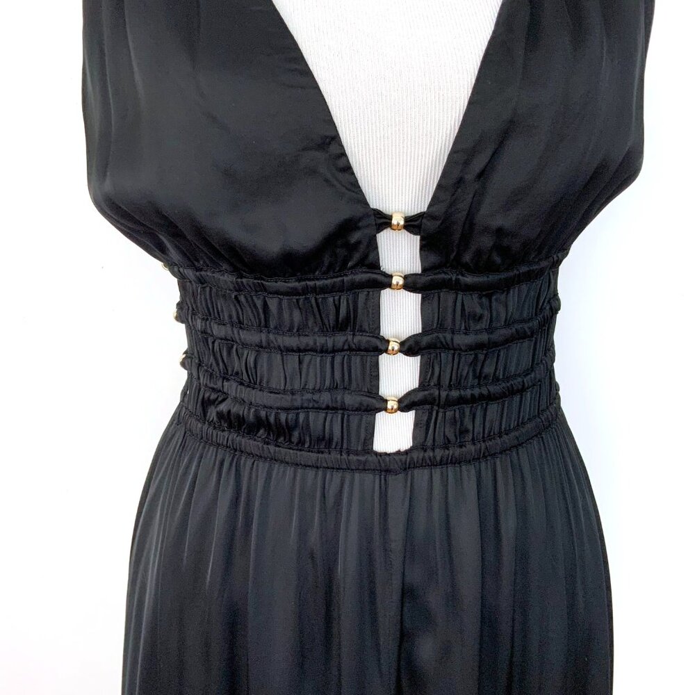 Maje Openwork Satin-Effect Black Maxi Dress Party Prom Sz 38 (4) - Picture 6 of 16
